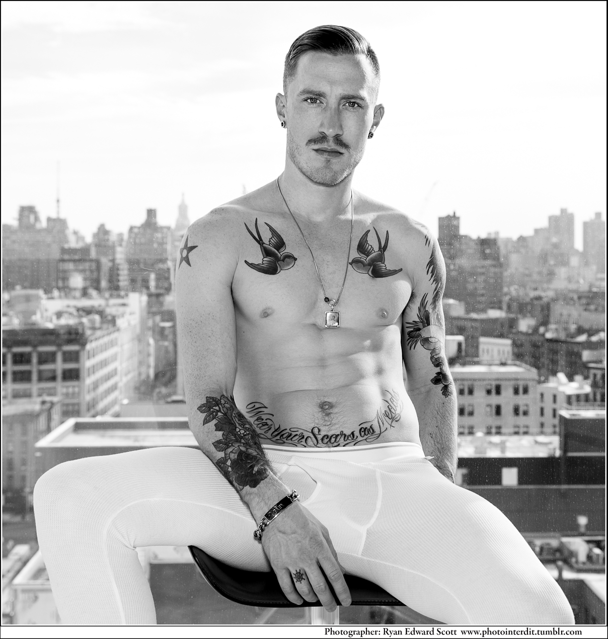 Retired gay porn star Kennedy Carter poses naked for photographer Ryan Edward Scott in an editorial for The Summer Diary Project.