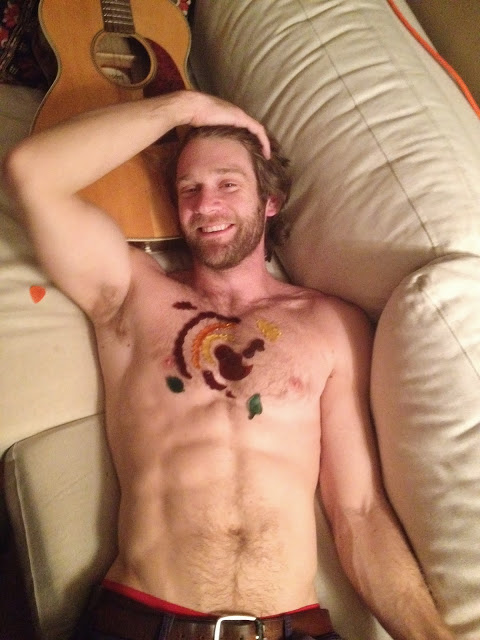 Colby Keller, gay, naked, hairy, chest, thanksgiving, sexy, smile