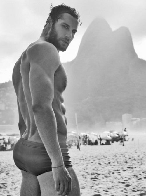 Franco Noriega, Sexy, BW, Beach, Nude, Naked, Swimsuit, Briefs, Speedo, Bulge, Ass, Muscle, Abs