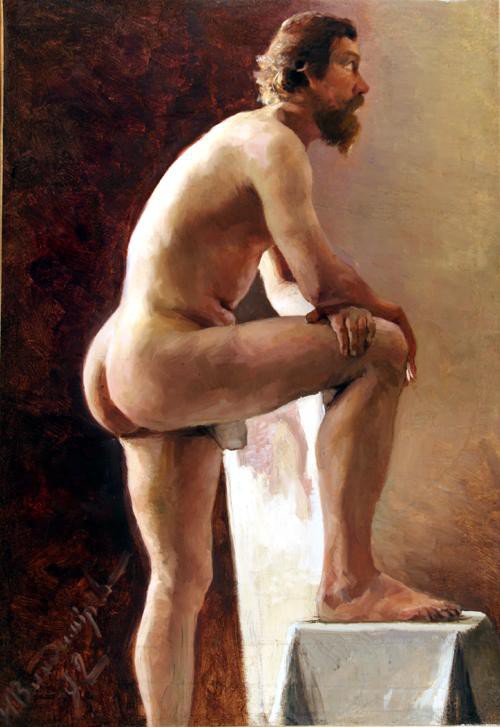 Vladimirov Ivan Alexeievitc, Nude, Naked, Ass, Butt, Jock, Muscle, Painting, Art, Illustration, History, Russian