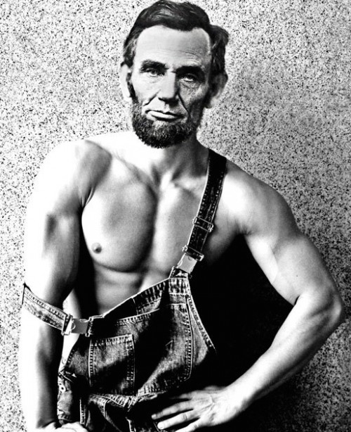 Naked, Abraham Lincoln, President, Presidents Day, Abs, Buff, Muscles, Nude, Art