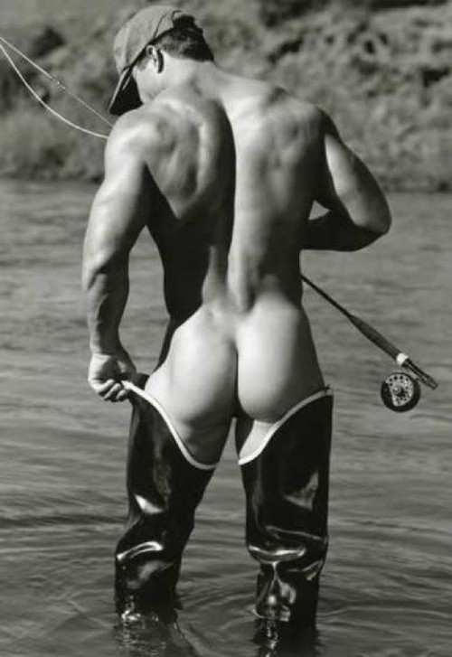 Naked, Nude, Waders, Chaps, Fishing, Sports, Bareass, Fly Fishing, Waders